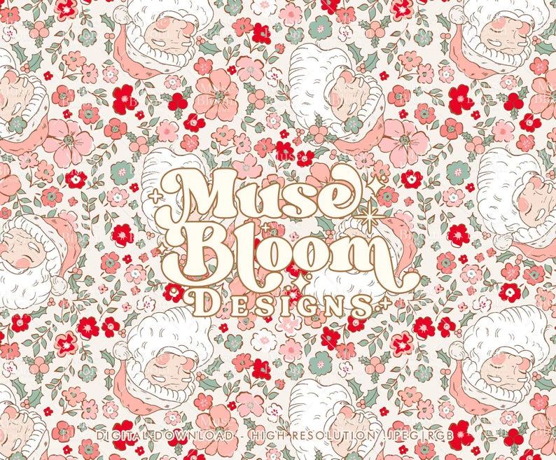 Vintage Retro Santa Floral