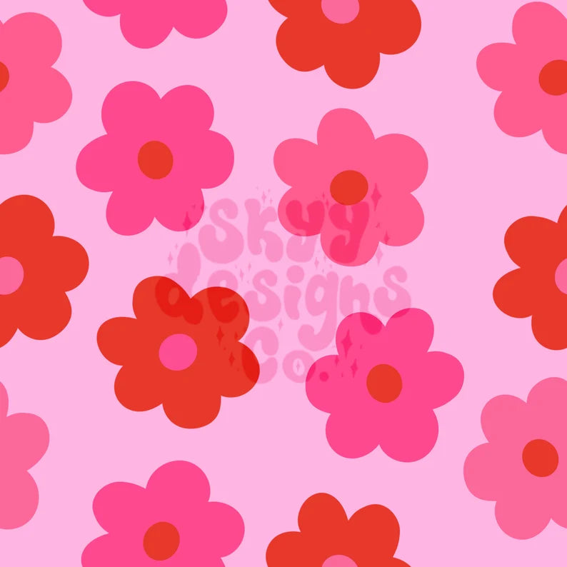 Red and pink retro daisy