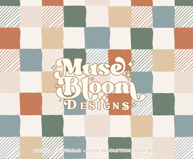 Retro Hand Drawn Checkerboard Plaid