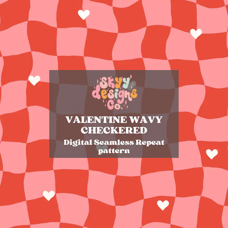 Retro Wavy checkered Hearts