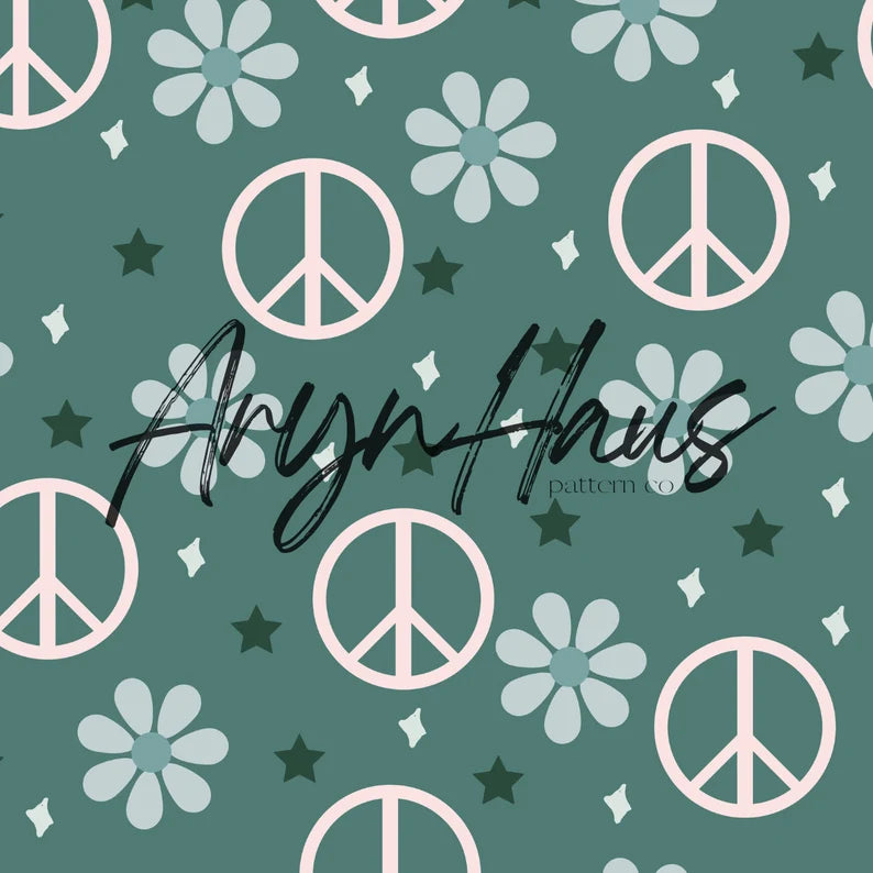 Retro Flower and Peace Symbol