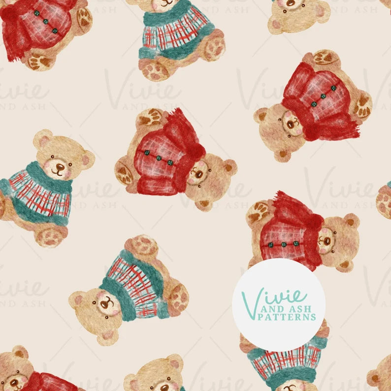 Red and Green Christmas Teddy Bears