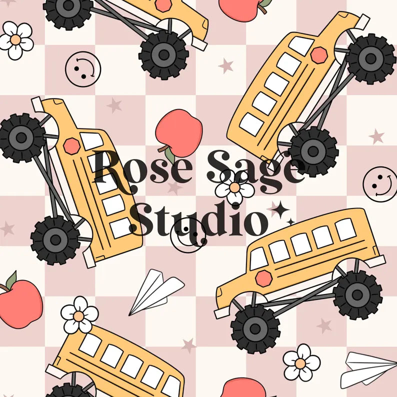 back to school fabric school bus 