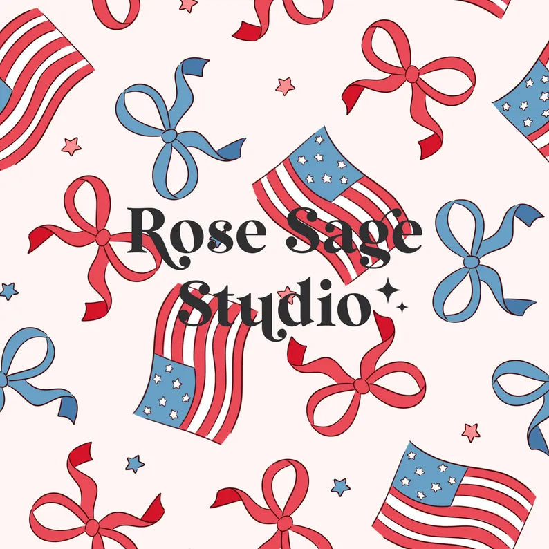 red white and blue bow  fabric 