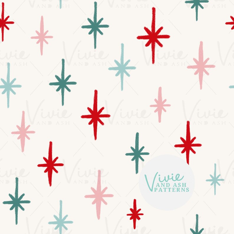 Red and Green Christmas Twinkle Stars