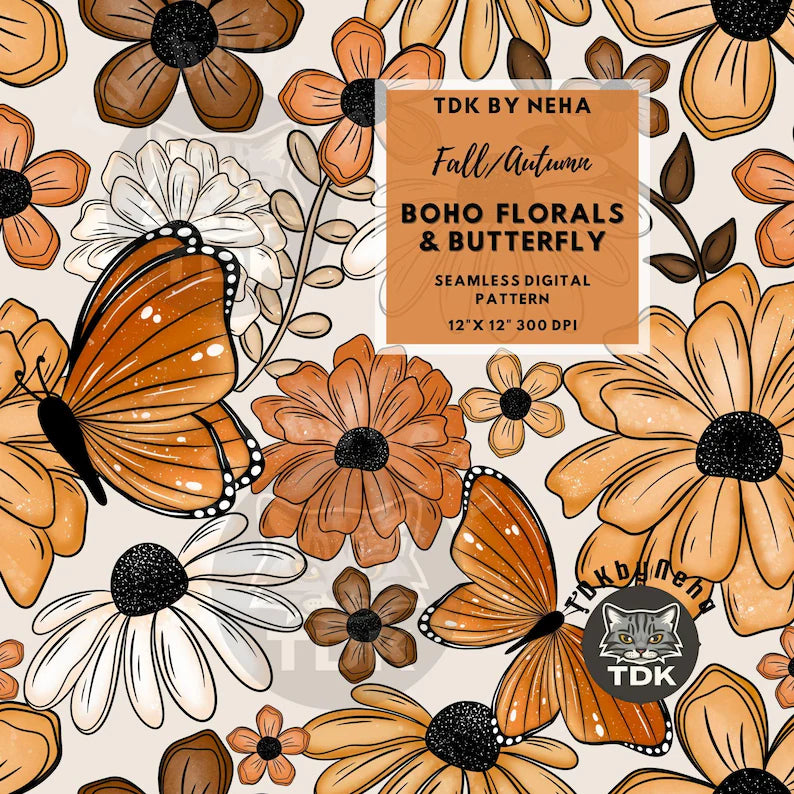 Boho Floral and Butterfly