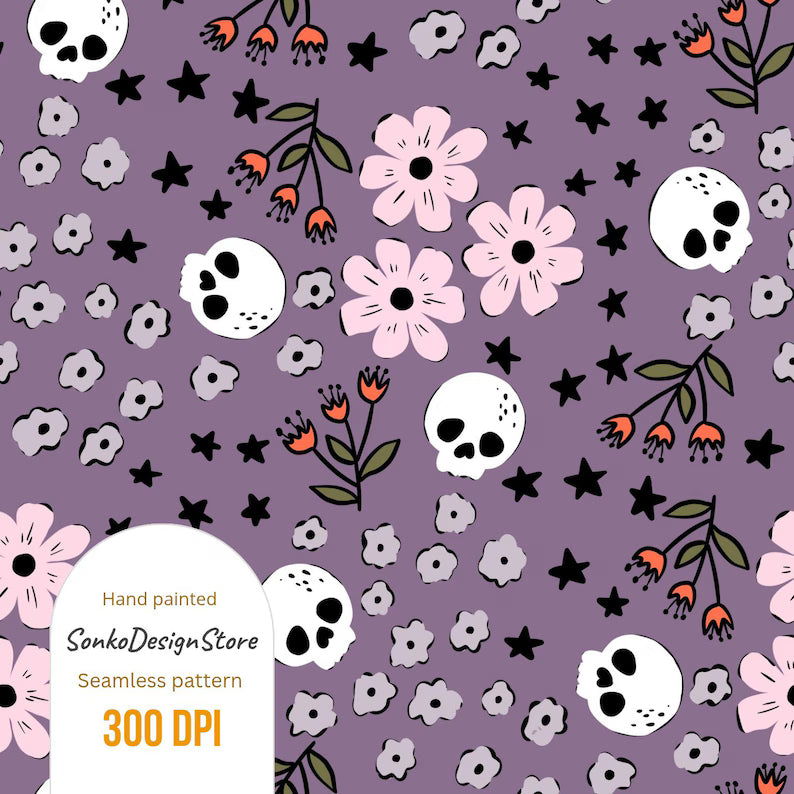 Halloween flowers and skulls