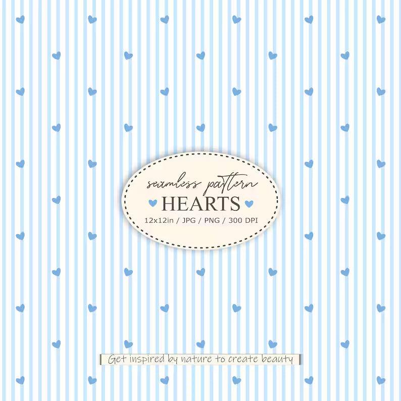 Pinstripe Tiny Blue Hearts