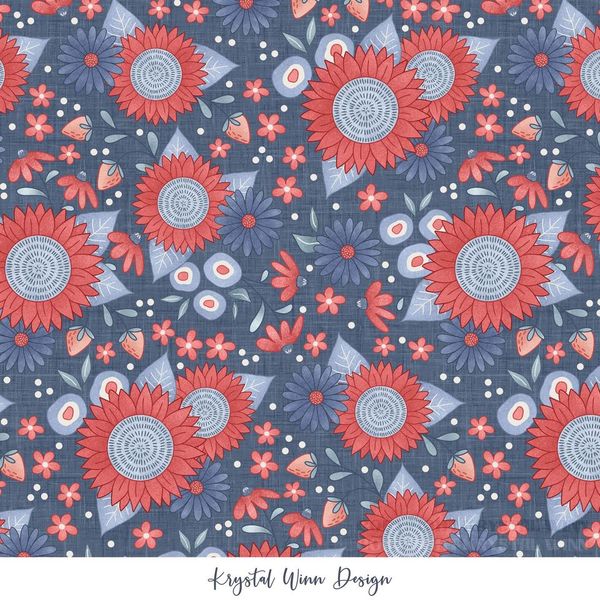 Yankee Doodle Floral Navy