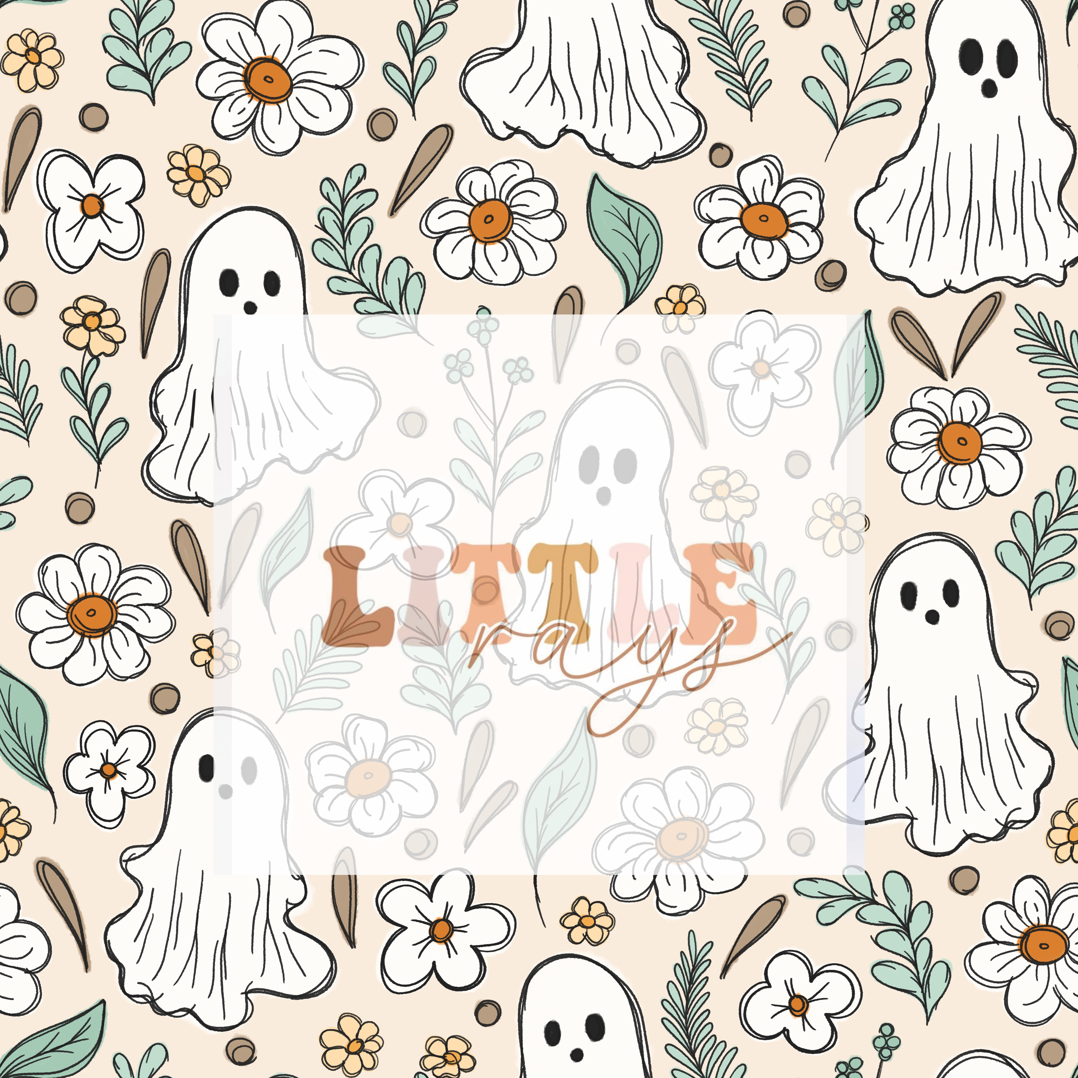 Sketchy Ghost Flowers Cream