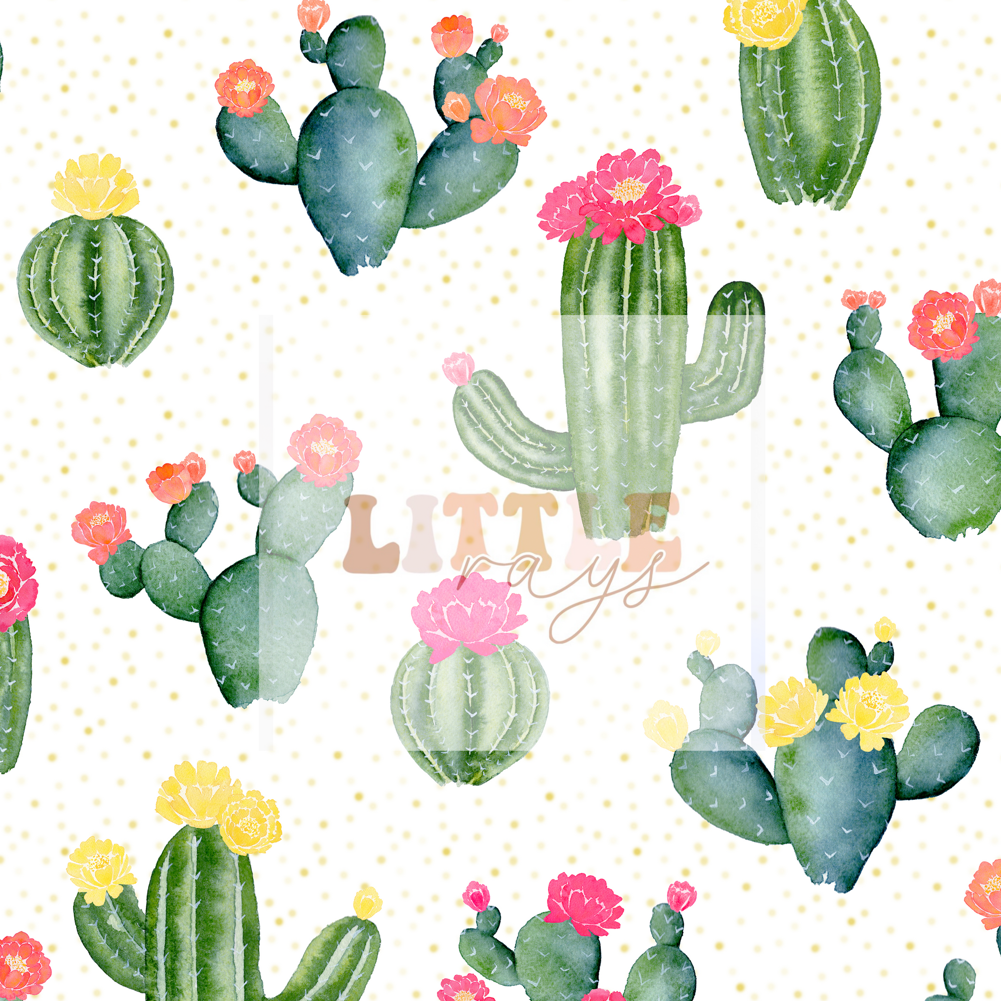 Flowering Cacti on dots