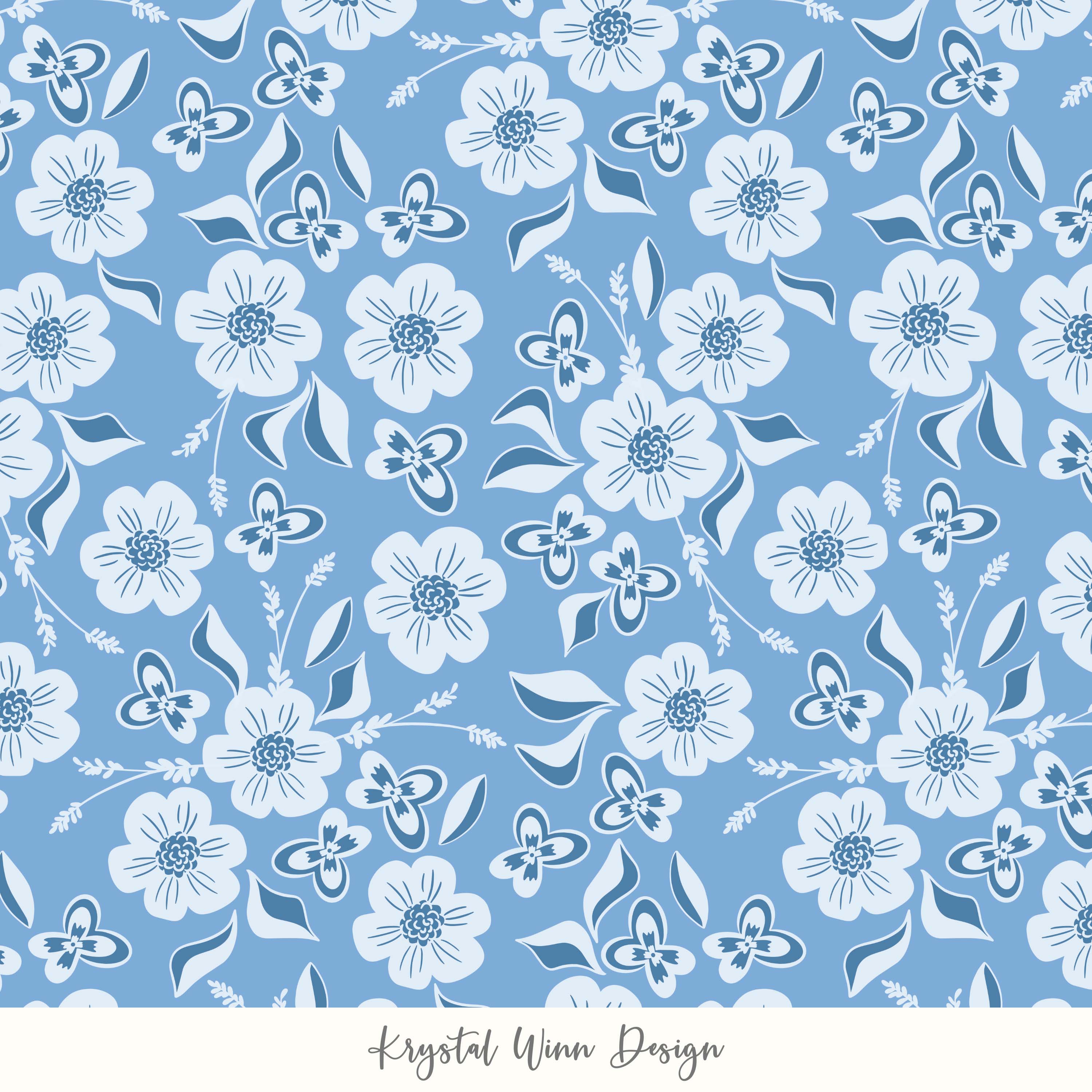 tonal floral blue