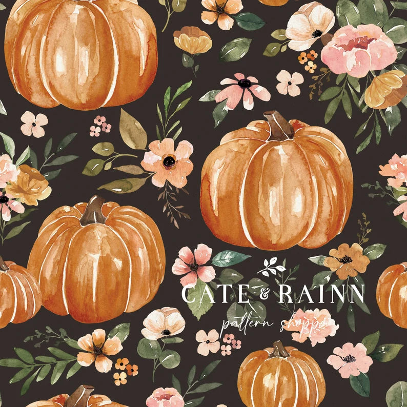 Watercolor Floral Pumpkin