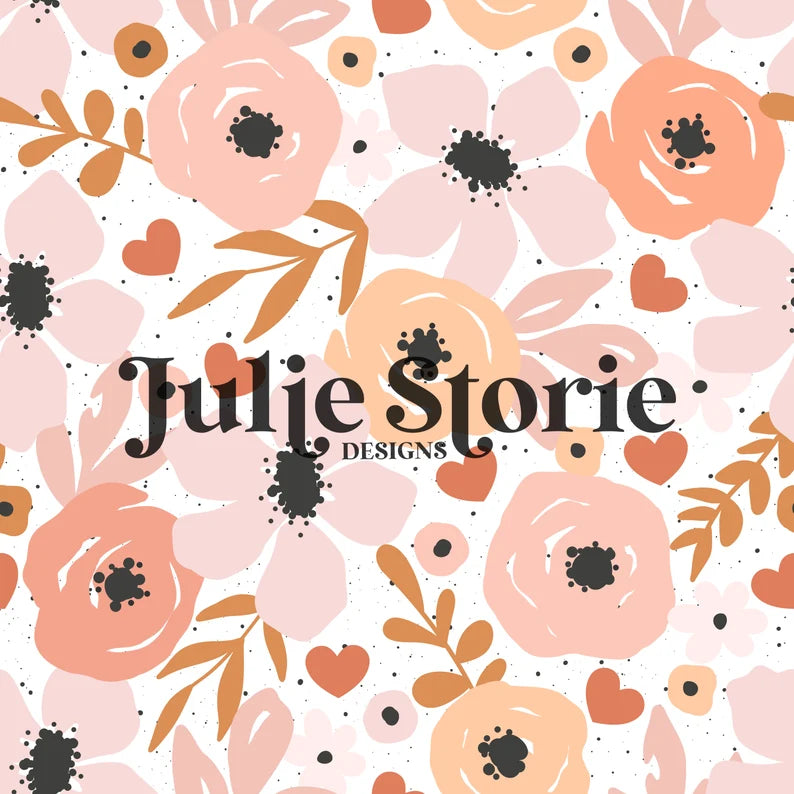 Pink Boho Hearts floral