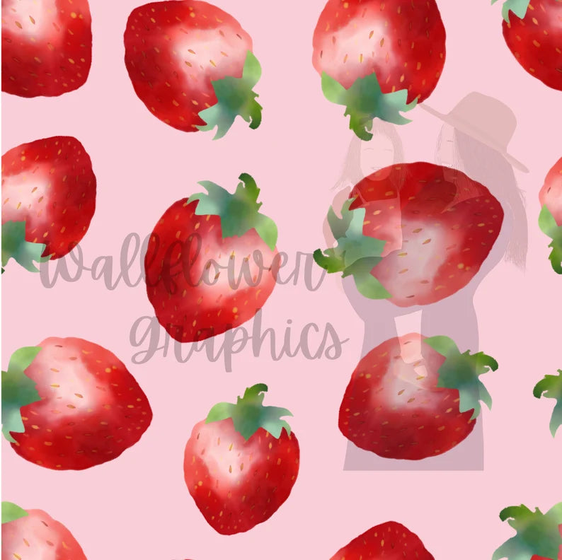 Watercolor Strawberries-Pink