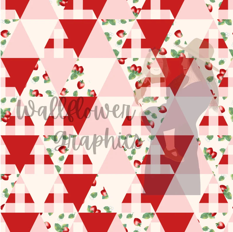 Strawberries and Gingham Triangle Patchwork