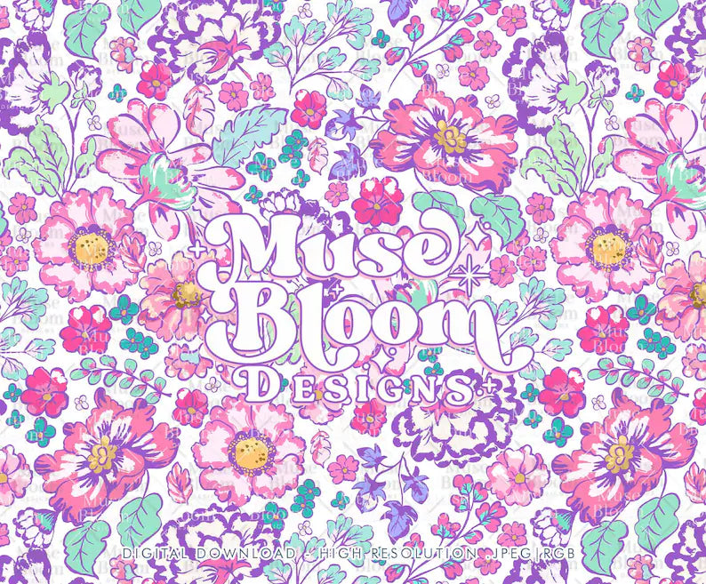 Malibu Doll Bright Pink Purple Floral