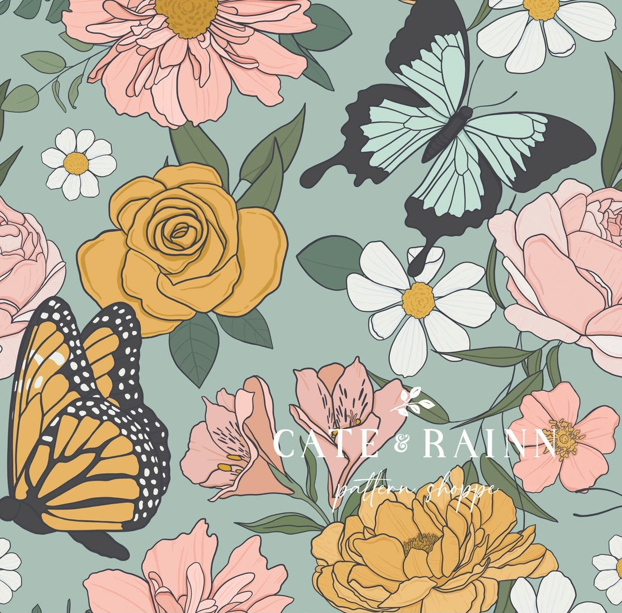 Floral Butterfly (teal)